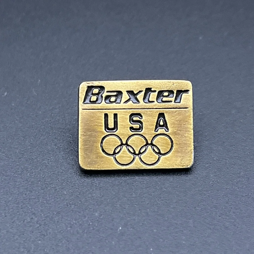 Vintage Olympic Games Baxter‎ Healthcare Medical Team USA Sponsor Lapel Hat Pin